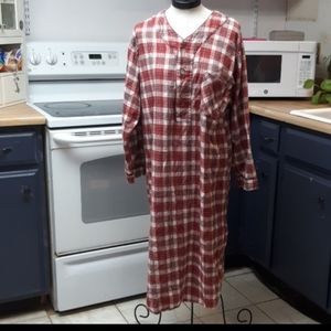 Flannel Plaid Nightgown sz S Christmas pj Sleepwear pajamas long BOTANY COTTON